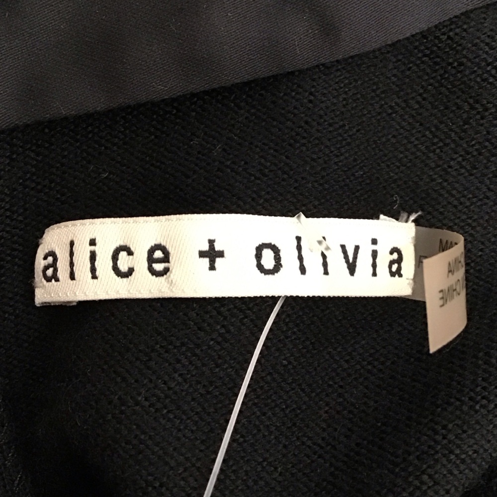 Alice + Olivia Black Puff Sleeve Sweater Top with Pearl Collar - Picture 3 of 5